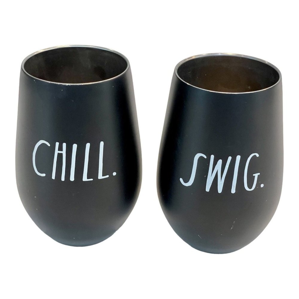Rae Dunn Black Wine Tumblers Insulated Stainless Steel Cup Swig & Chill